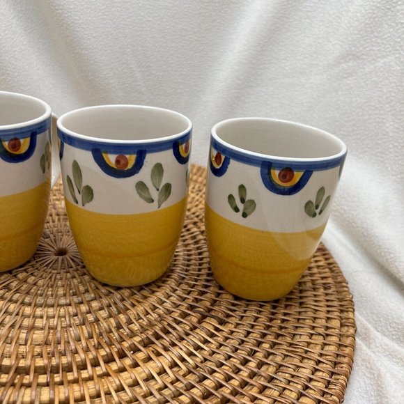 Set of 4 TALAVERA by Philippe Richard Coffee Mug Cup Yellow Blue Floral Vintage - Picture 6 of 9
